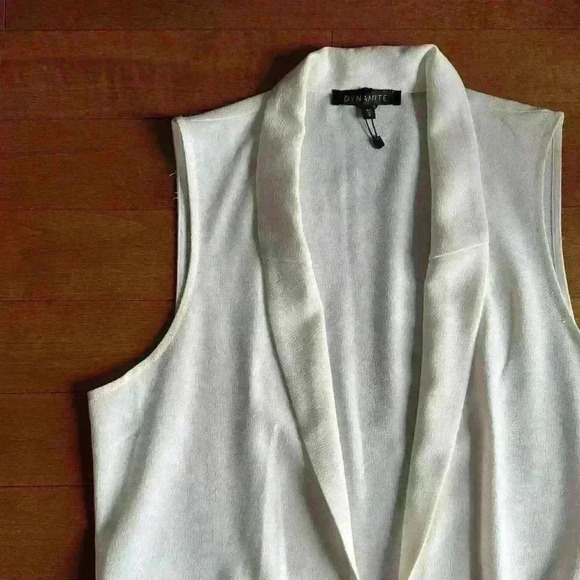 Dynamite | Long white sleeveless trench vest size large - Picture 3 of 3